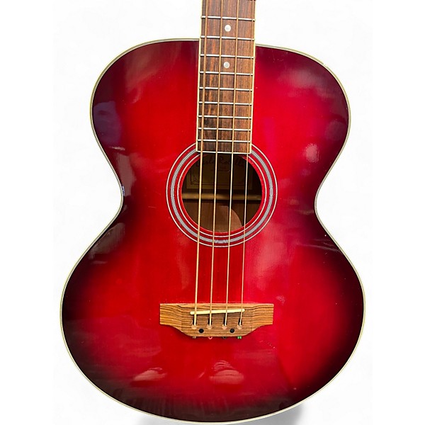 Used Carlo Robelli cb300trbx Trans Red Acoustic Bass Guitar