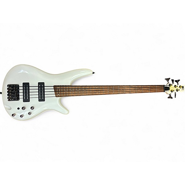 Used Ibanez SR305 5 String Pearl White Electric Bass Guitar