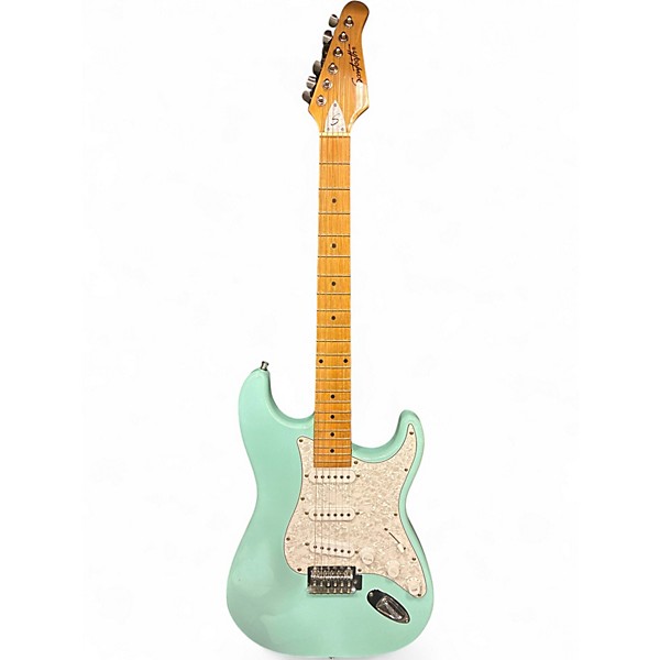 Used Sawtooth ST-ES-DBLP Daphne Blue Electric Guitar with Pearl White Pick Daphne Blue Solid Body Electric Guitar