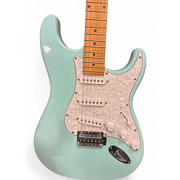 Used Sawtooth ST-ES-DBLP Daphne Blue Electric Guitar with Pearl White Pick Daphne Blue Solid Body Electric Guitar