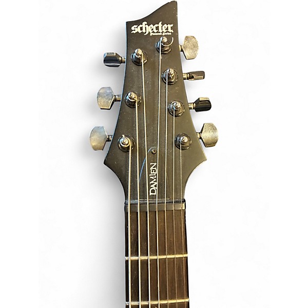 Used Schecter Guitar Research Damien 7 String Black Solid Body Electric Guitar