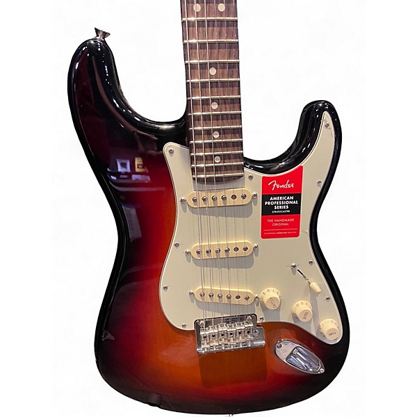 Used Fender American Professional Stratocaster SSS 3 Tone Sunburst Solid Body Electric Guitar