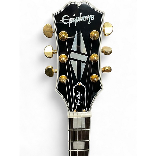Used Epiphone Les Paul Custom Blackback Pro Antique Ivory Solid Body Electric Guitar