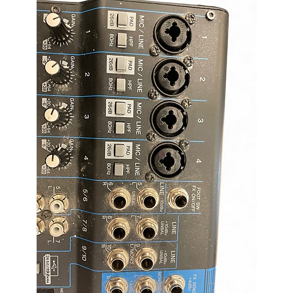 Used Yamaha MG10XU 10 Channel Mixer with Effects Unpowered Mixer