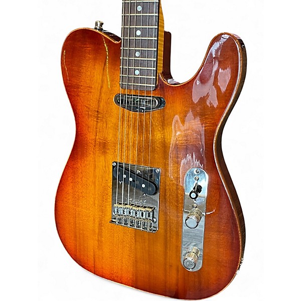 Used 2020s Fender Select Koa Top Telecaster Antique Amber Solid Body Electric Guitar