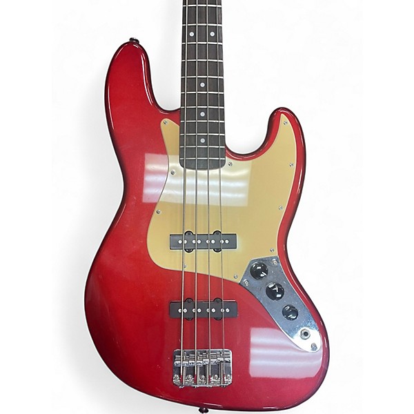 Used Squier Affinity Jazz Bass Candy Apple Red Metallic Electric Bass Guitar