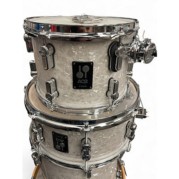 Used SONOR 4 Piece AQ2 Marine Pearl White Drum Kit