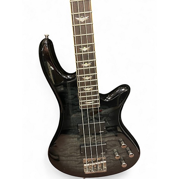 Used Schecter Guitar Research Stiletto Extreme 4 String Trans Black Electric Bass Guitar