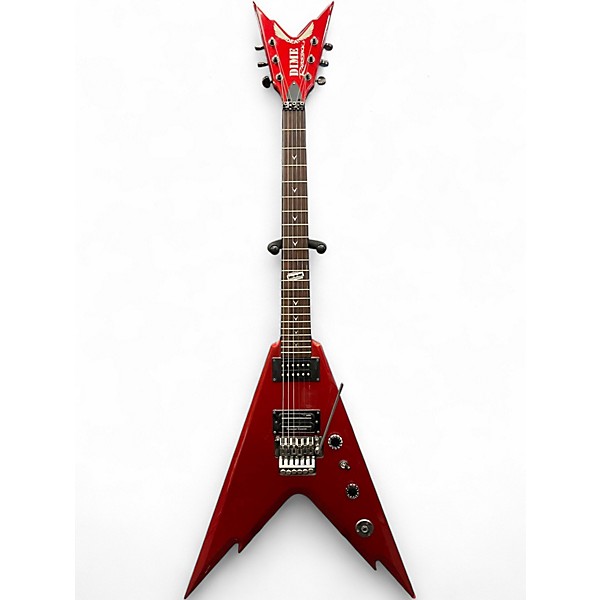 Used Dean Dime Razorback V Chrome Red Solid Body Electric Guitar