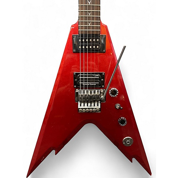 Used Dean Dime Razorback V Chrome Red Solid Body Electric Guitar