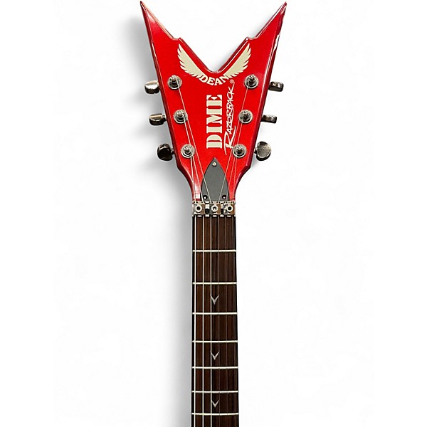 Used Dean Dime Razorback V Chrome Red Solid Body Electric Guitar
