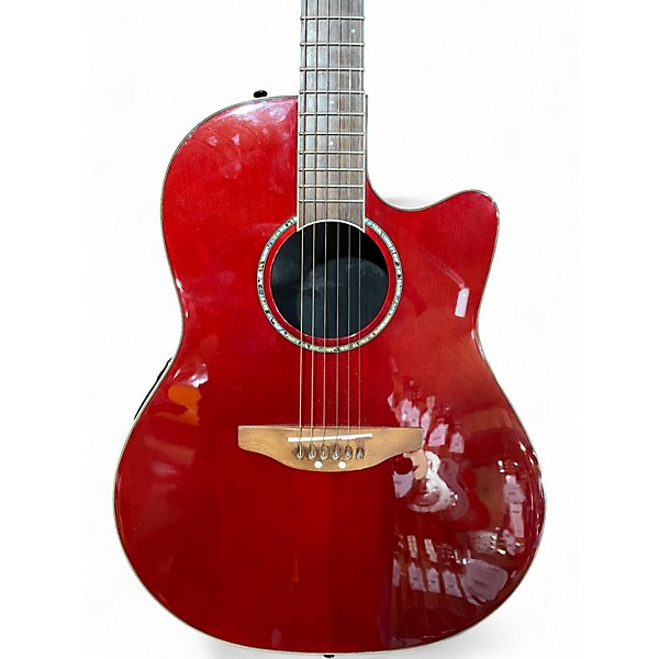 Used Ovation CSE24 RUBY RED Acoustic Electric Guitar