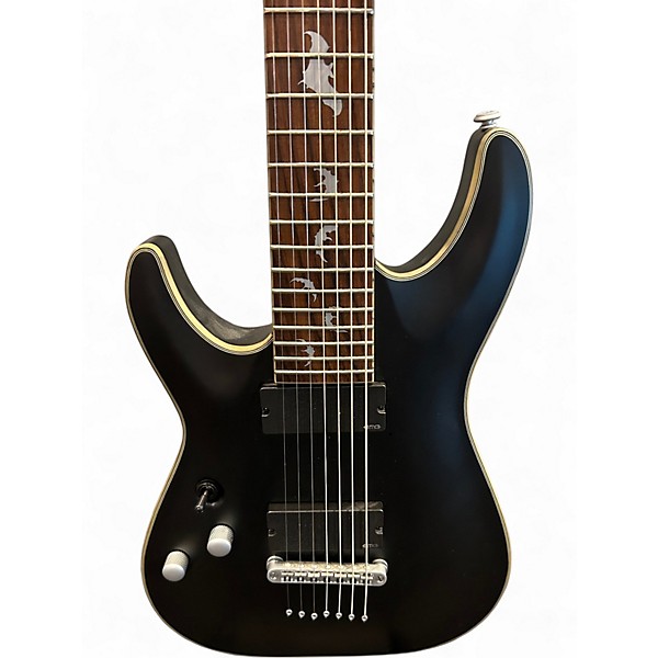 Used Schecter Guitar Research Damien Platinum 7 Left Handed Black Electric Guitar