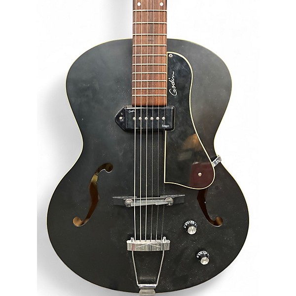 Used Godin 5th Avenue Kingpin P90 Flat Black Hollow Body Electric Guitar