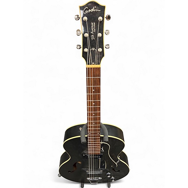 Used Godin 5th Avenue Kingpin P90 Flat Black Hollow Body Electric Guitar