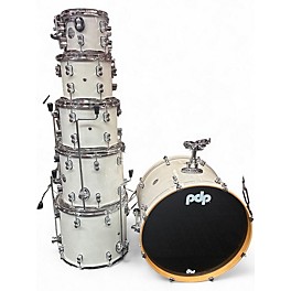 Used PDP by DW 6 Piece Concept Series White sparkle Drum Kit
