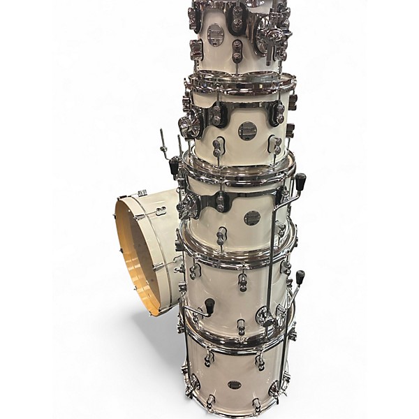 Used PDP by DW 6 Piece Concept Series White sparkle Drum Kit