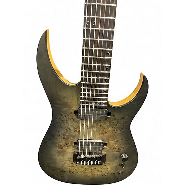 Used Schecter Guitar Research KM7 MKIII Artist Trans Black Burl Solid Body Electric Guitar