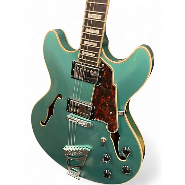 Used D'Angelico Premier Series DC Blue Hollow Body Electric Guitar
