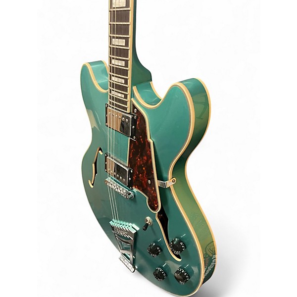 Used D'Angelico Premier Series DC Blue Hollow Body Electric Guitar