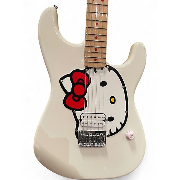Used 2024 Squier Hello Kitty Stratocaster WHITE Solid Body Electric Guitar