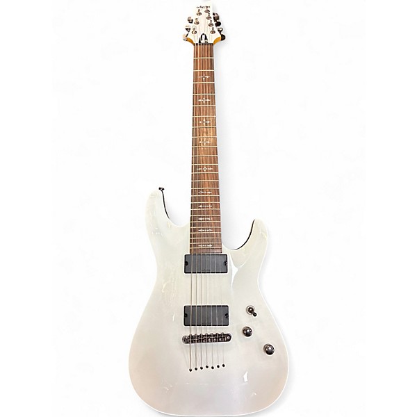 Used Schecter Guitar Research Demon 7 String Alpine White Solid Body Electric Guitar