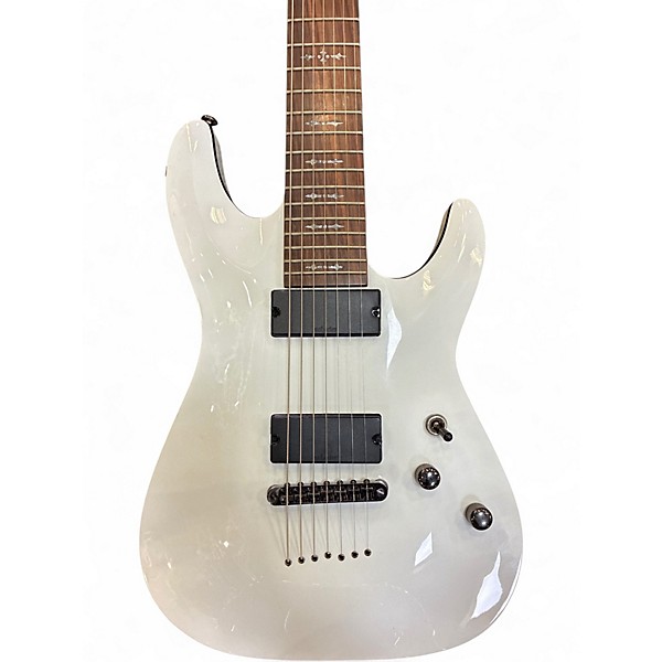 Used Schecter Guitar Research Demon 7 String Alpine White Solid Body Electric Guitar