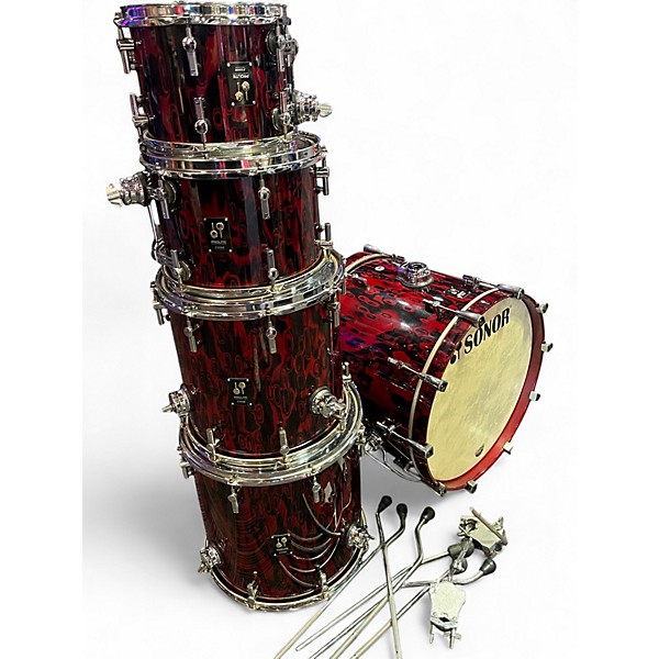 Used SONOR 5 Piece PROLITE SQ2 Red Tribal Drum Kit