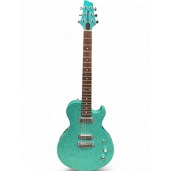 Used Brownsville Thug Sparkle Teal Solid Body Electric Guitar