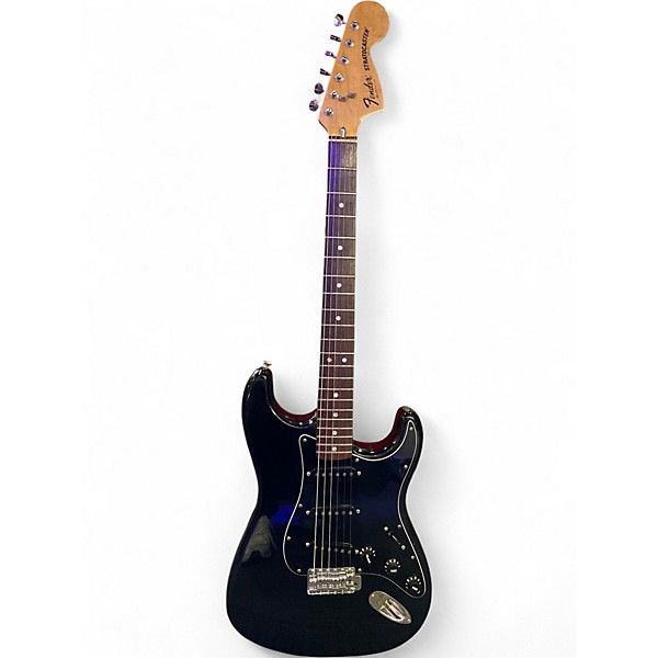 Used 1977 Fender Standard Stratocaster Black Solid Body Electric Guitar