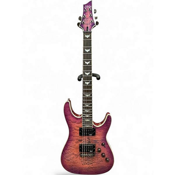 Used Schecter Guitar Research Omen Extreme 6 TRANS HOT PINK BURST Solid Body Electric Guitar