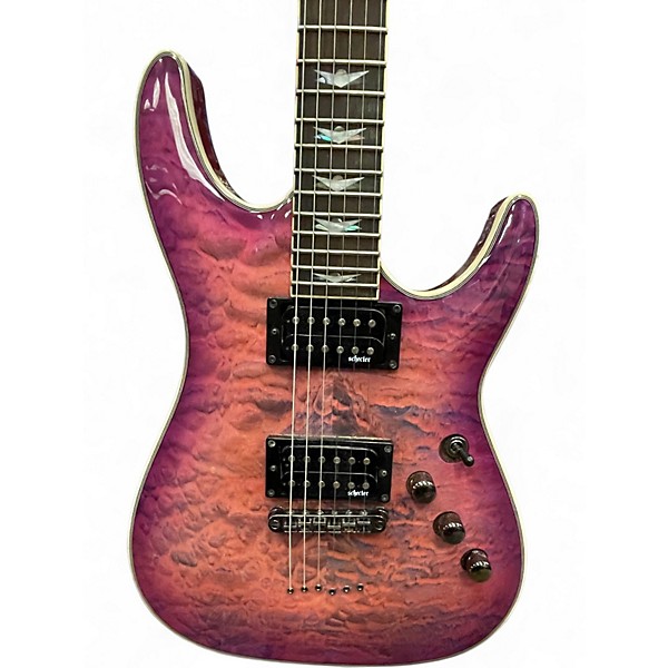 Used Schecter Guitar Research Omen Extreme 6 TRANS HOT PINK BURST Solid Body Electric Guitar