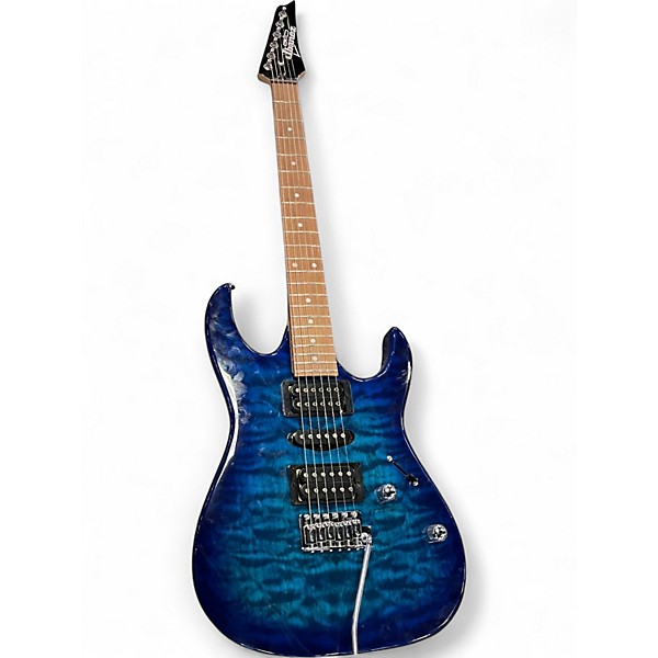 Used Ibanez GRX70QA Transparent Blue Burst Solid Body Electric Guitar