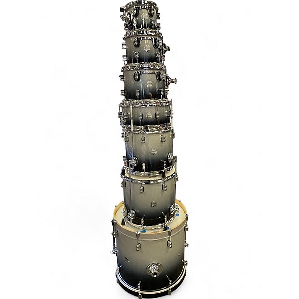 Used PDP by DW 7 Piece Concept Series BLACK AND SILVER SPARKLE Drum Kit