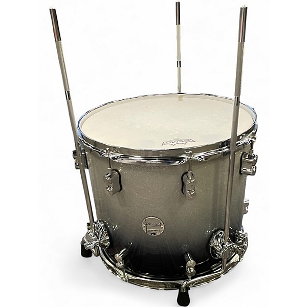 Used PDP by DW 7 Piece Concept Series BLACK AND SILVER SPARKLE Drum Kit
