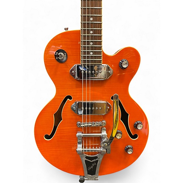 Used Epiphone Wildkat with Bigsby Trans Orange Hollow Body Electric Guitar
