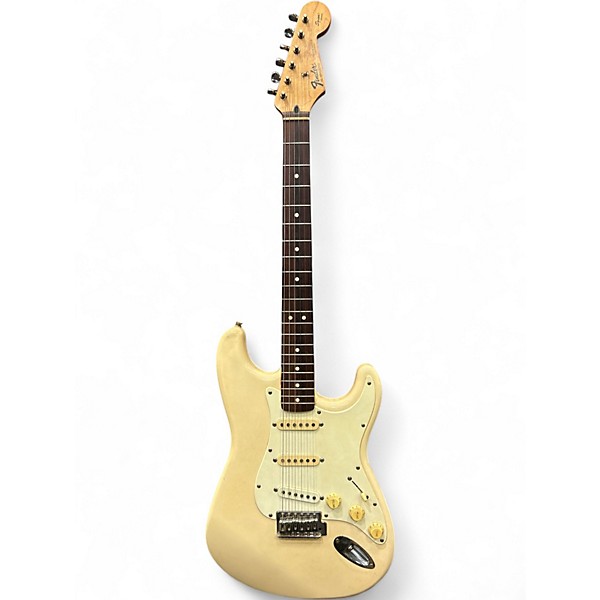 Used 1995 Fender Squier Series Stratocaster White Solid Body Electric Guitar
