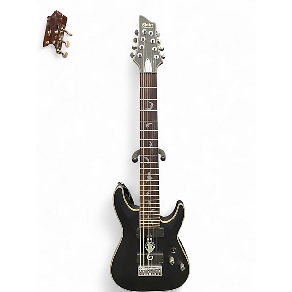 Used Schecter Guitar Research Damien Platinum 8 Black Solid Body Electric Guitar