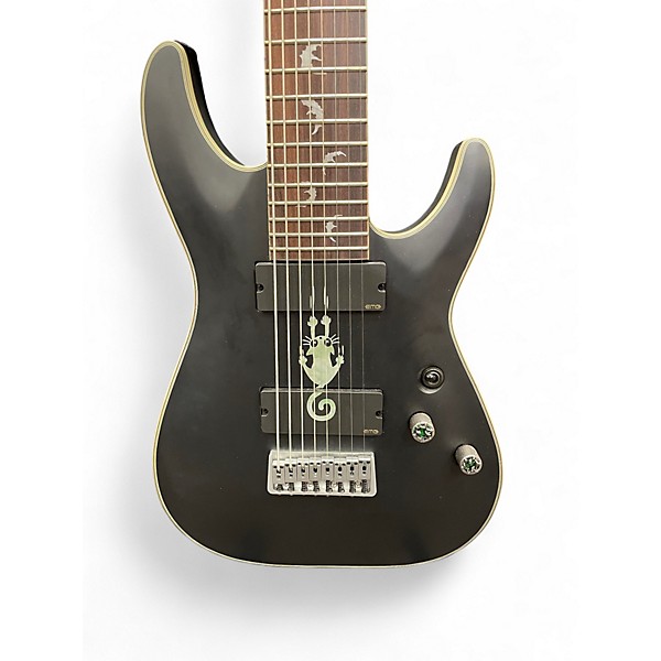 Used Schecter Guitar Research Damien Platinum 8 Black Solid Body Electric Guitar