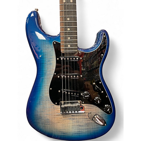 Used 2021 Fender American Ultra Stratocaster Denim Solid Body Electric Guitar