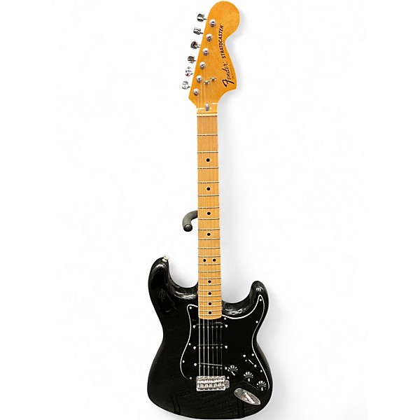 Vintage 1970s Fender Stratocaster Black Solid Body Electric Guitar