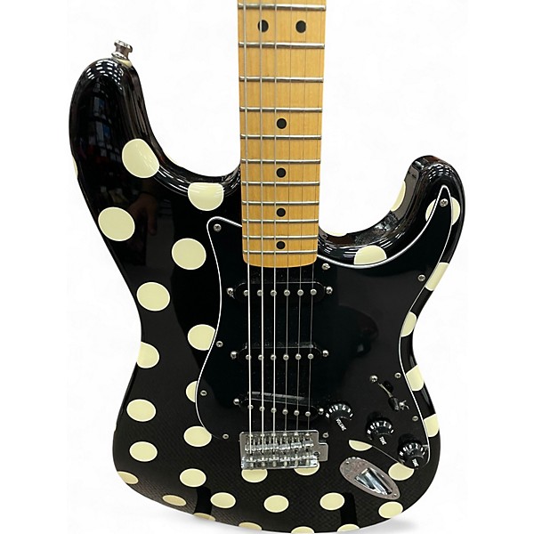 Used Fender Artist Series Buddy Guy Polka Dot Stratocaster Black With White Polka Dots Solid Body Electric Guitar
