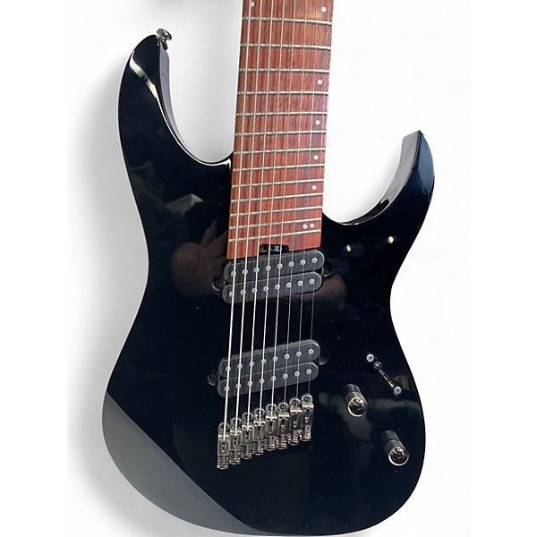 Used Ibanez RGMS8 Multi-Scale 8 String Black Solid Body Electric Guitar