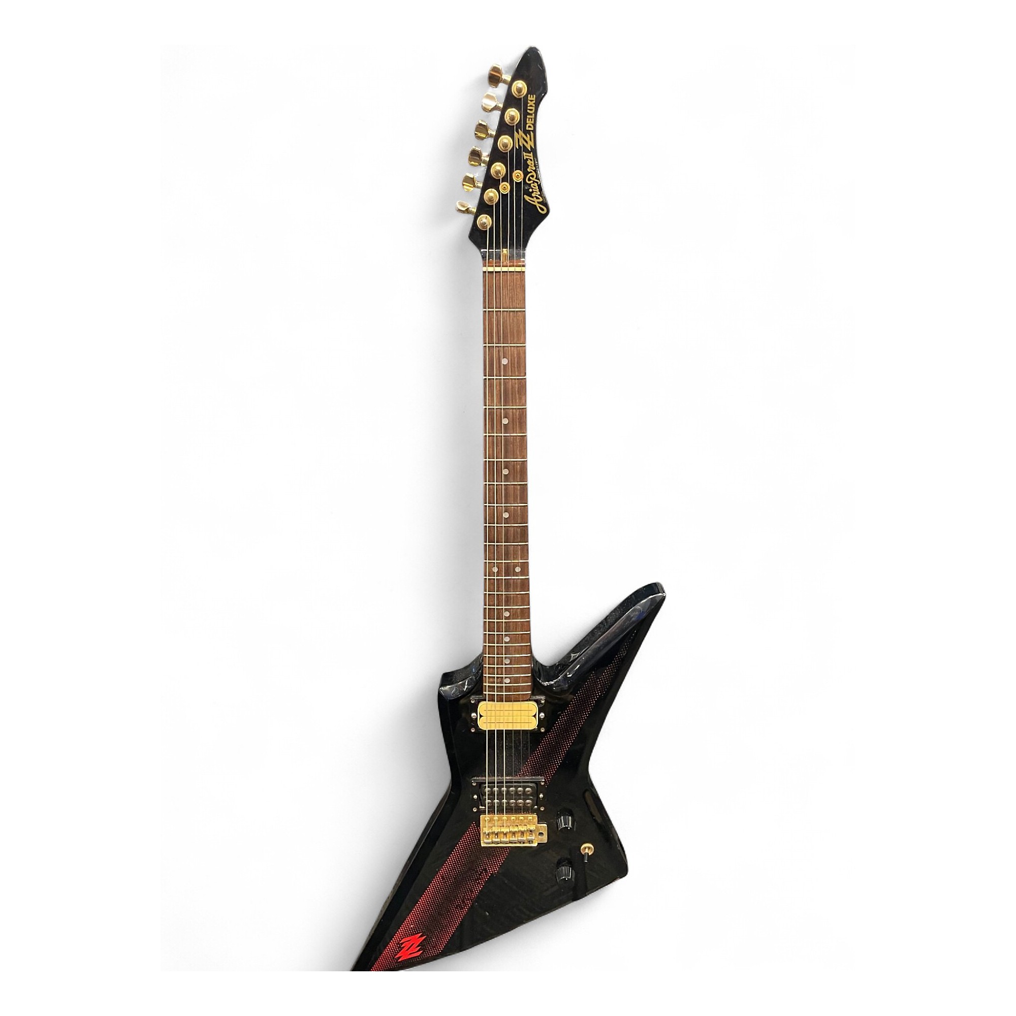 Used Aria Pro II ZZ DELUXE Black Solid Body Electric Guitar Black