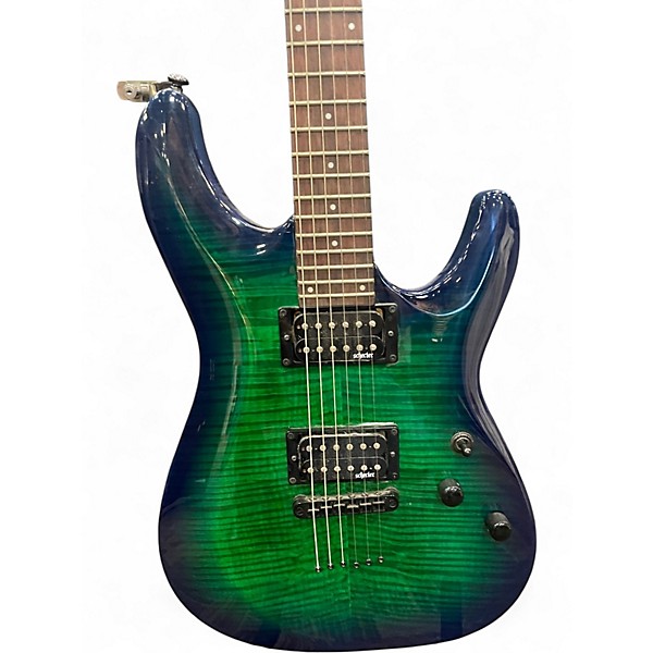 Used Schecter Guitar Research C-6 ELITE BLUE GREEN BURST Solid Body Electric Guitar