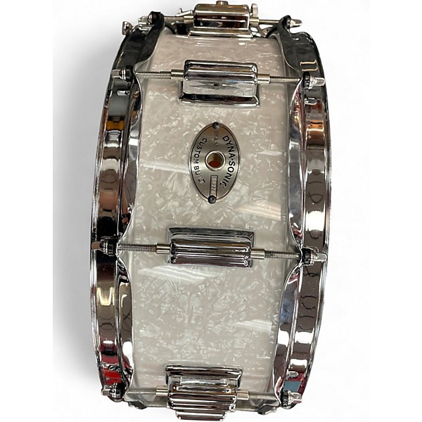 Used Rogers 5X14 Dynasonic Snare White Marine Pearl Drum
