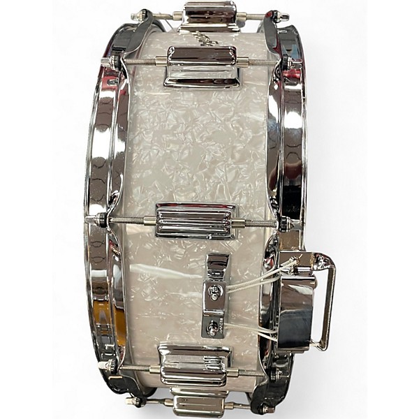 Used Rogers 5X14 Dynasonic Snare White Marine Pearl Drum