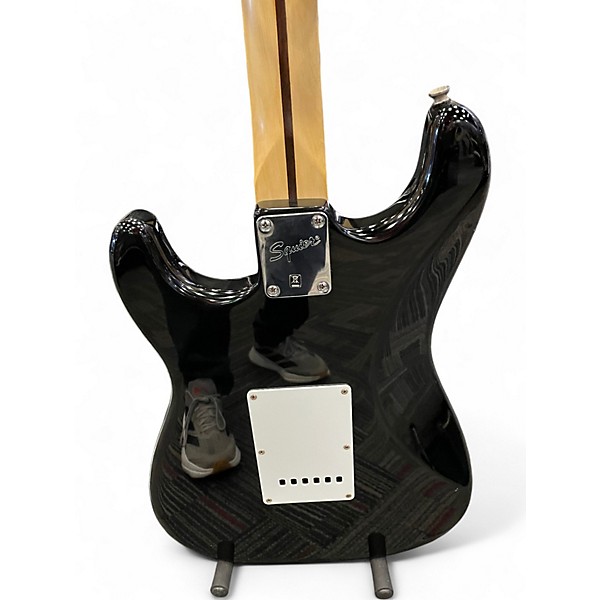 Used Squier Standard Stratocaster Black and White Solid Body Electric Guitar