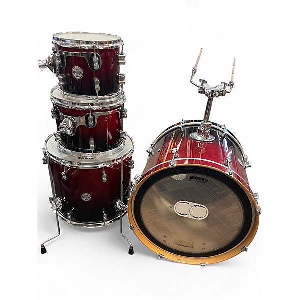 Used PDP by DW 4 Piece Concept Series Red Sparkle Fade  Drum Kit