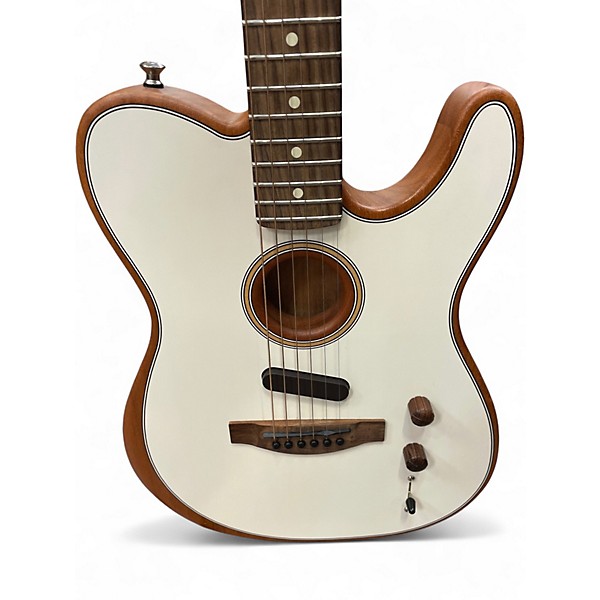 Used Fender Acoustasonic Player Telecaster ATOMIC WHITE Acoustic Electric Guitar